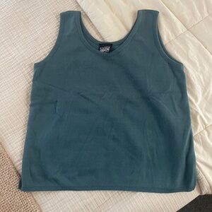 Eileen Fisher Women's 100% cotton tank Top green blue basic classic 90s size 1